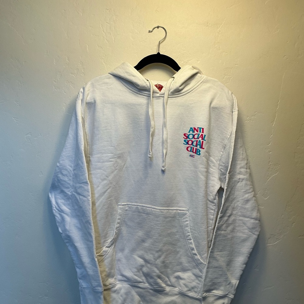 Anti Social Social Club White Hoodie with Multicolor Logo